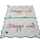The Spring Shop Bon Appetit Scalloped Placemat Teal White 14x22 Set Of 2
