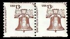 Scott 1618   13   Liberty Bell Misperf   Miscut Error Pair   Mnh