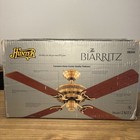 Hunter Biarritz 52    Ceiling Fan Vintage Antique Brass Walnut Blades Nob 23023