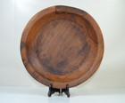 Antique Large Hand-carved Plate Round One Wood Dough Rustic Farmhouse 14 8 x2 8 