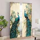 2pcs Rustic Peacock Animal Window Curtains Drapes Bedroom Living Room Kitchen