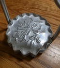 Vintage Hammered Aluminum Fluted Coaster Set With Rose Caddy