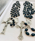 8 Vtg  Sterling Silver Catholic Rosary Beads Wood  Resin  Glass  Ab Crystall