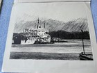 Pair Of Mid Century American Nautical Expressive Ocean  Ship Lithographies