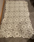 Crochet Throw Blanket Handmade 45x70 Ivory Floral Cottage Farmhouse Afghan