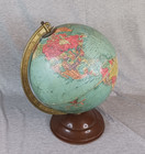 Vintage 1950 s Replogle Reference 10 Inch World Globe With Stand   Hour Chart