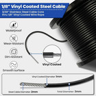 1 8  Wire Rope Kit  200ft Black Vinyl Coated Stainless Steel Cable With M5 Turnb