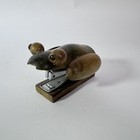 Vintage Frog Desk Stapler Handmade Wood Office Decor Made In Japan Novelty Gift 