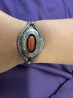 Nakia Navajo Cuff Bracelet Sterling Silver   Coral 25 0 Grams Measurements       