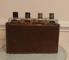 Vintage Griffon Mcm Travel Liquor Portable Bar Set 4 Bottle Leather Case Brown