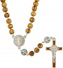Saint Benedict Wood Bead Rosary W  St  Benedict Medal Paters  Center   Crucifix