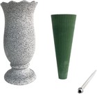 Grave Vase For Cemetery Memorial Decoration Marble Color With Gray 