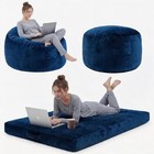 Bean Chairs Bag Chair Bed 4-in-1 With Handle   Side Pocket For Rooms Blue