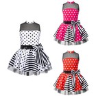 Girls Sleeveless Mesh Splice Polka Dots Sequin Ballet Skating Dance Tutu Dress