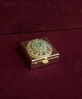 Rare Vintage Green Stone Trinket jewelry Box Free Shipping