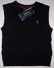 Nwt Polo Ralph Lauren Solid Black Classic Cable Sweater Vest Boys 7 Red Pony