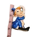 Vintage Elf Pixie Polka Dot Candy Cane  Blue Clothes  Christmas Figurine Japan