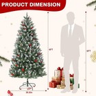 6 Ft Christmas Tree Pre-lit Artificial Snow Branch W  850  Pine Cones   Berries