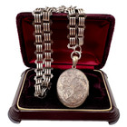 Antique Sterling Silver 925 Thick Watch Book Chain Fab Design 800 Silver Locket