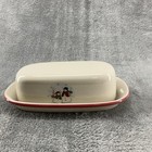 Vintage Christmas Butter Dish Snowman Stoneware Cottage Farmhouse Boho Retro
