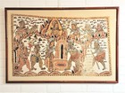 Vintage Balinese Textile Cloth Painting Kamasan Mahabarata Frame Red Bamboo