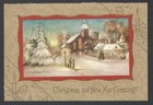 Vintage Christmas Greeting Card 1920-30s Christmas Morn Families Going To Church
