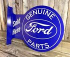 Ford Genuine Parts Large Flange Metal Tin Sign Vintage Garage Man Cave New