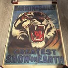 Vtg Barnum   Bailey Greatest Show On Earth Circus Poster Tiger P-4 784 36x24 Htf