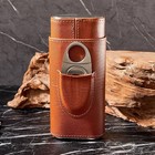 Cedar Lined Cigar Humidor Case Set 3-pack Travel Leather With Cutter     Gift