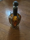 Vintage  Glass Brass Decanter Lantern Liquor Bottle Wind Up Music Box