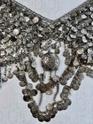 Vtg Boho Gypsy Tribal Belly Dancing Silver Tone Metal Coin Chain Mail Bra m