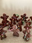 Lot Of 19 Gingerbread Men Man Ornaments Wooden Hand Carved Handmade Small Decor