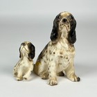 Vintage English Springer Spaniel Dog With Puppy Figurine Porcelain Japan Lefton 