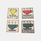 Vintage Ceramic Coffee Tile Coasters Set Of 4 Absorbent Retro Kitchen Decor