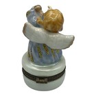 Angel Porcelain Trinket Box Butterfly Close Blue Dress Glitter Lute Pigtails