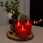 Red Glass Flameless Candles Battery Operated With Timer  Remote Control  Led   