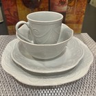 Lenox White Dinnerware Set 4 Piece French Perle Bead Motif Stoneware Plate        