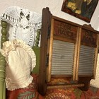Columbus Washboard Co  Dubl Handi Vintage Double Washboard Cabinet Wood Metal
