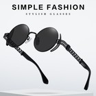 Steampunk Vintage Round Sunglasses Men Women Hippie Punk Metal Frame Sun Glasses