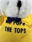 Vintage Russ Berrie 7    White Teddy Bear Plush Stuffed Animal    my Pops The Tops   