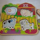 Farm Animals Wooden Peg Puzzle  7  X 8 5  Board 5 Pieces