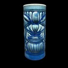 Blue Tiki Tall Mug Cup Vase Hawaiian Libbey Ceramic 3d Embossed 6 75  Bar Pool