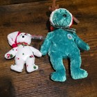 Ty Jingle Beanies Holiday Bear 1998   Holiday Reindeer Bear 2002 Plush Lot Of 2