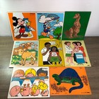 Vintage Wooden Inlay Puzzles Playskool Judy Mickey Mouse Dinosaur Animals Lot 8