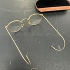 Antique Wire Rim Spectacle Eye Glasses Original W case Gold Small Size