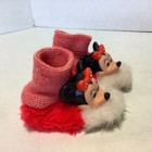 Vintage Minnie Mouse Booties Slippers Plastic Head Red white Girls 1 Christmas