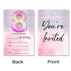 Pink 8th Birthday Invitations Girl Glitter Party Cards Envelopes 20 Pcs