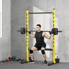 Soozier Adjustable Squat Rack With Pull Up Bar And Barbell Bar Bench Press