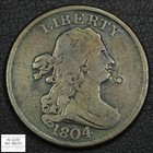 1804 Crosslet 4 With Stems Draped Bust Half Cent 1 2c  c-1 Heavy Die Break  