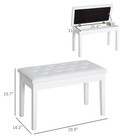 Leather Padded Piano Bench W  Storage Double Duet Seating Keyboard White